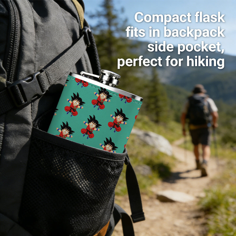 Repeating cartoon boy head patterns 8oz Stainless Steel Whiskey Flask with Fashionable pattern print Design - Portable Outdoor Camping & Hunting Flask, Perfect for Tequila, Whiskey, and Spirits - Unique Father'S Day Christmas Gift