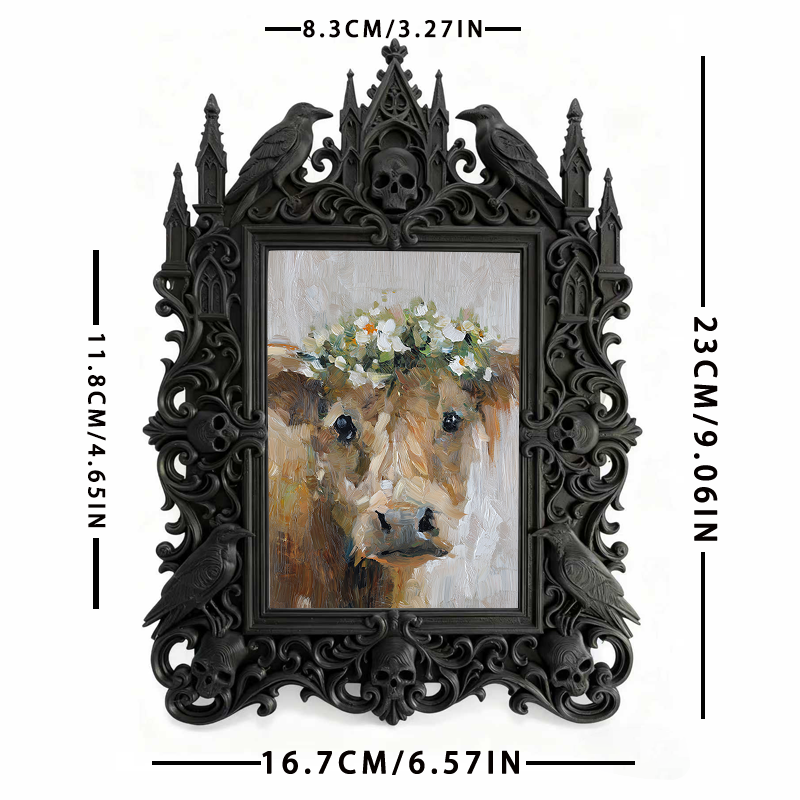 Gothic Dark-style Photo Frame | Gothic Wedding Sign-in Table Decor, Photo Ornament, Wall-mountable & Tabletop, Waterproof Plastic Frame