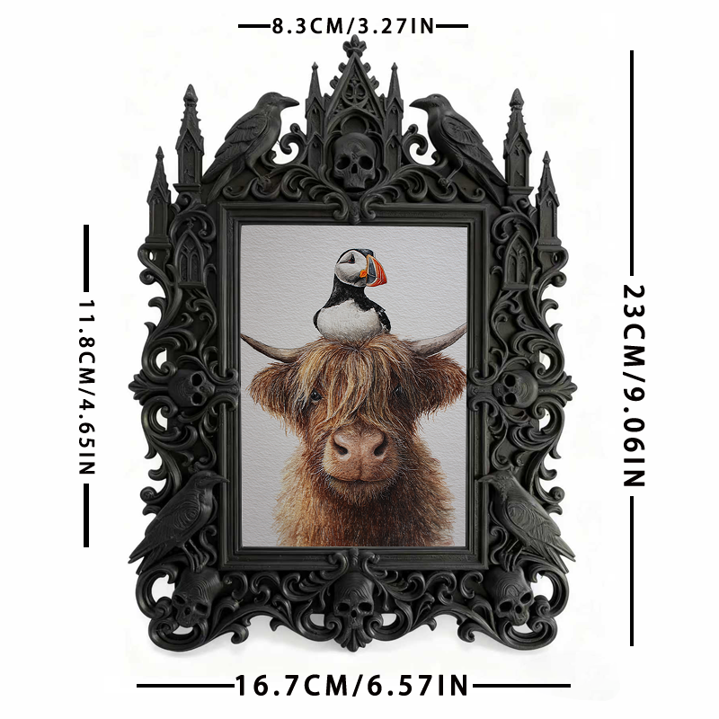 Gothic Dark-style Photo Frame | Perfume Boutique Shelf Decor, Photo Ornament, Wall-mountable & Tabletop, Waterproof Plastic Frame