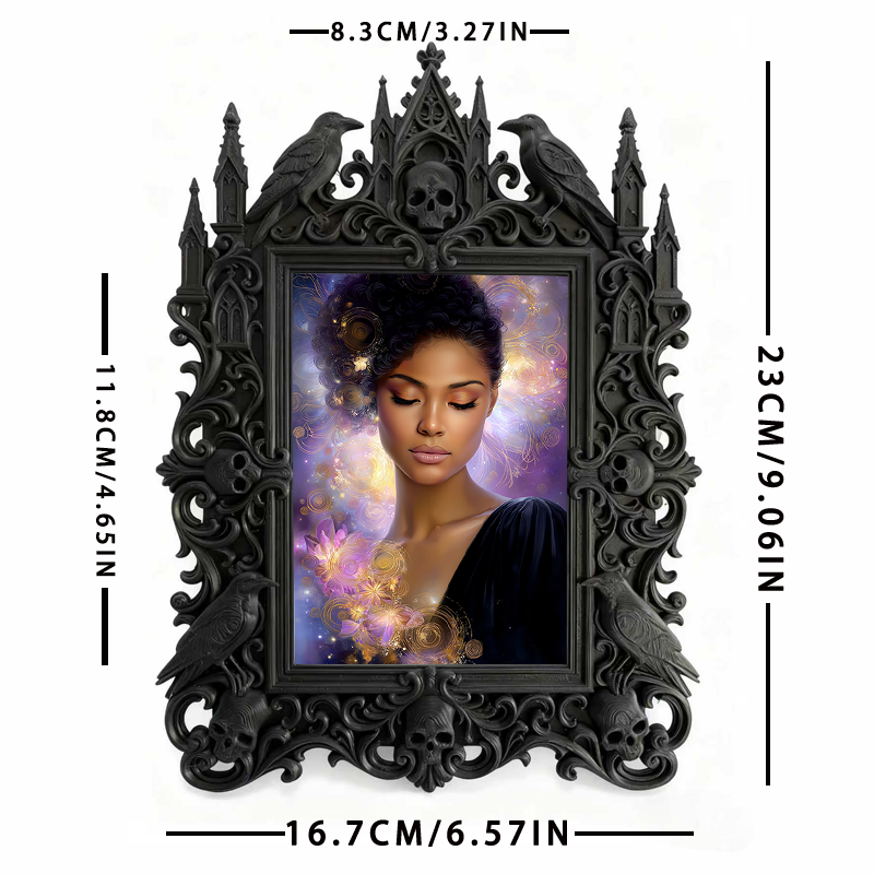 Gothic Dark-style Photo Frame | Paranormal Investigation Office Decor, Photo Ornament, Wall-mountable & Tabletop, Waterproof Plastic Frame