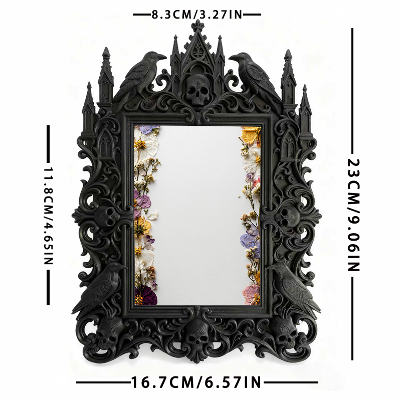 Gothic Dark-style Photo Frame | Paranormal Podcast Studio Backdrop Decor, Photo Ornament, Wall-mountable & Tabletop, Waterproof Plastic Fram