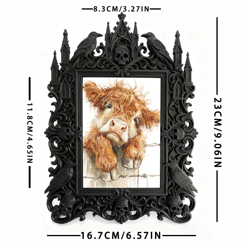 Gothic Dark-style Photo Frame | Gothic Pet Portrait Display Corner Decor, Photo Ornament, Wall-mountable & Tabletop, Waterproof Plastic Fram