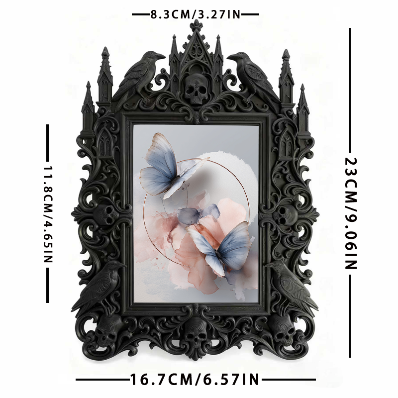 Gothic Dark-style Photo Frame | Black Metal Band Merch Booth Decor, Photo Ornament, Wall-mountable & Tabletop, Waterproof Plastic Frame