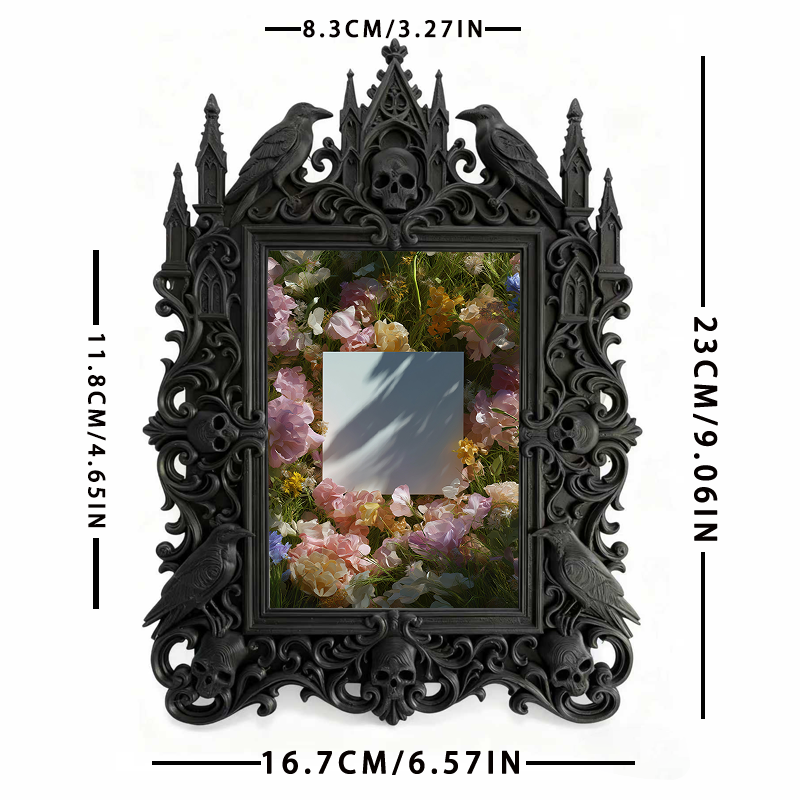 Gothic Dark-style Photo Frame | Witchcraft Supply Shop Altar Decor, Photo Ornament, Wall-mountable & Tabletop, Waterproof Plastic Frame