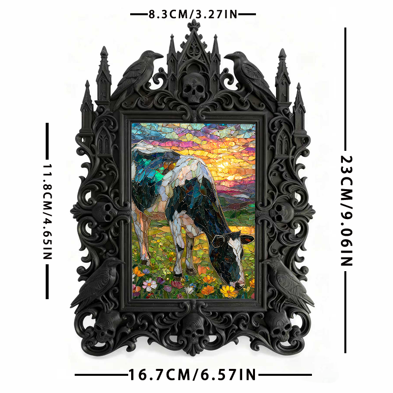 Gothic Dark-style Photo Frame | Retro Arcade Horror Game Corner Decor, Photo Ornament, Wall-mountable & Tabletop, Waterproof Plastic Frame