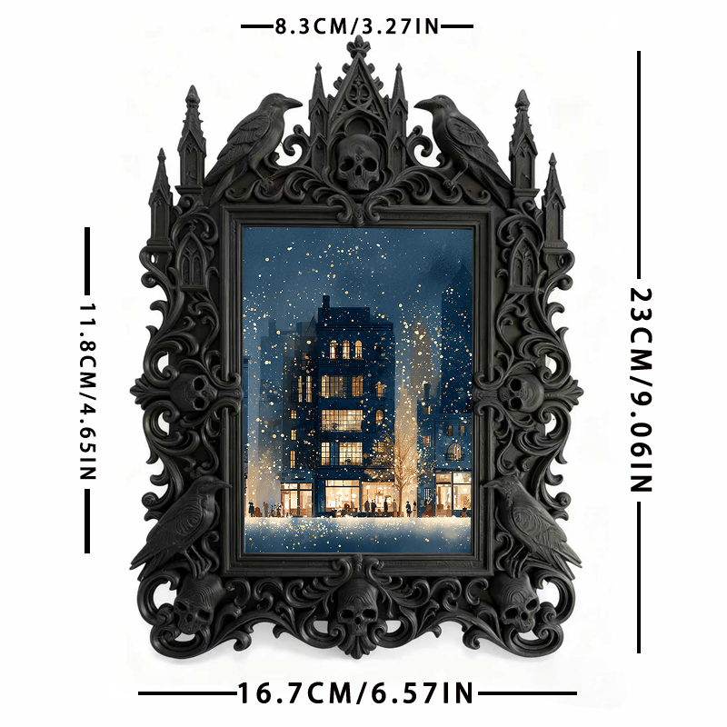 Gothic Dark-style Photo Frame | Horror Movie Collectibles Shelf Decor, Photo Ornament, Wall-mountable & Tabletop, Waterproof Plastic Frame