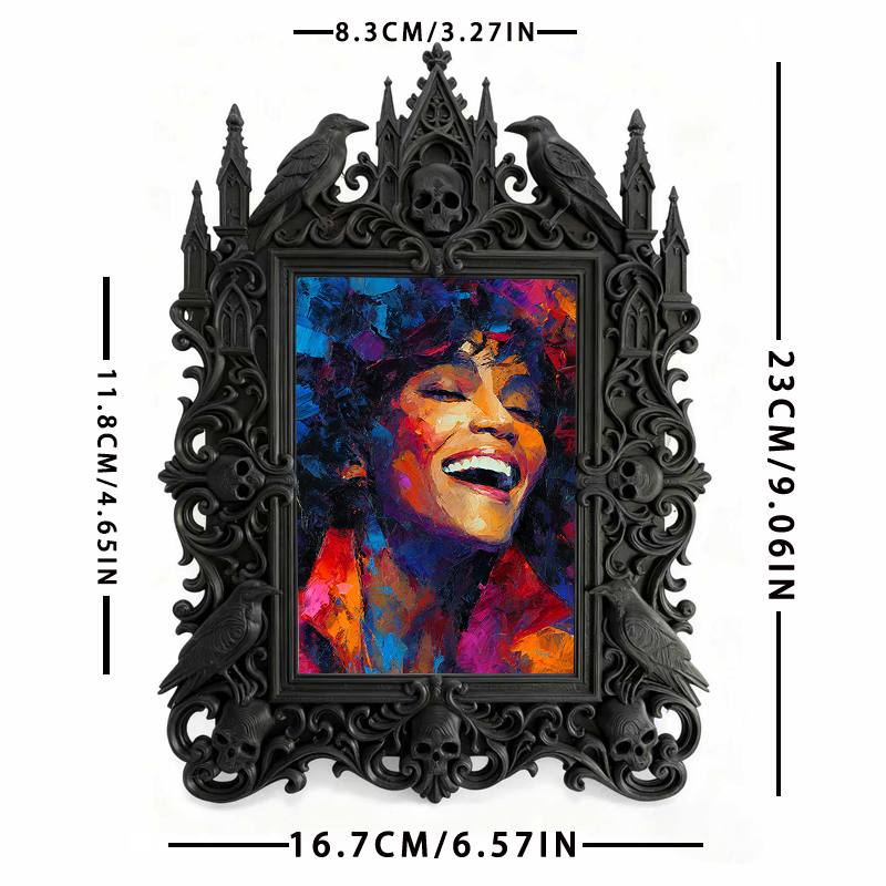 Gothic Dark-style Photo Frame | Handmade Leather Gothic Accessory Shop Decor, Photo Ornament, Wall-mountable & Tabletop, Waterproof Plastic