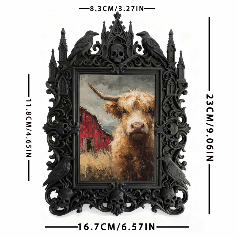 Premium Gothic Dark-style Photo Frame | Witchy Bookbinding Workshop Decor, Photo Ornament, Wall-mountable & Tabletop, Waterproof Sturdy Plas