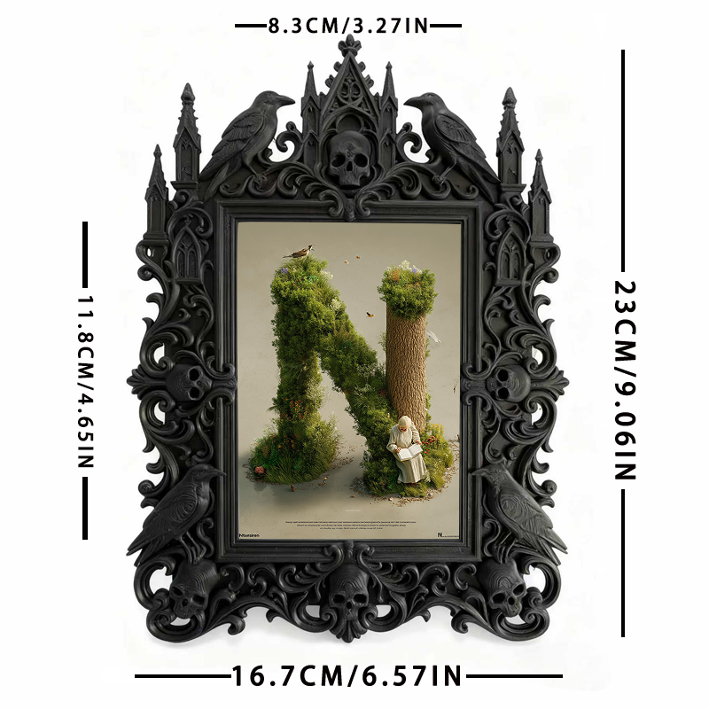 Top-rated Gothic Dark-style Photo Frame | Witchy Halloween Costume Shop Decor, Photo Ornament, Wall-mountable & Tabletop, Waterproof Holiday