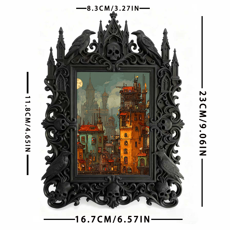 Luxury Gothic Dark-style Photo Frame | Gothic Hotel Suite Nightstand Decor, Photo Ornament, Wall-mountable & Tabletop, Waterproof Elegant Pl