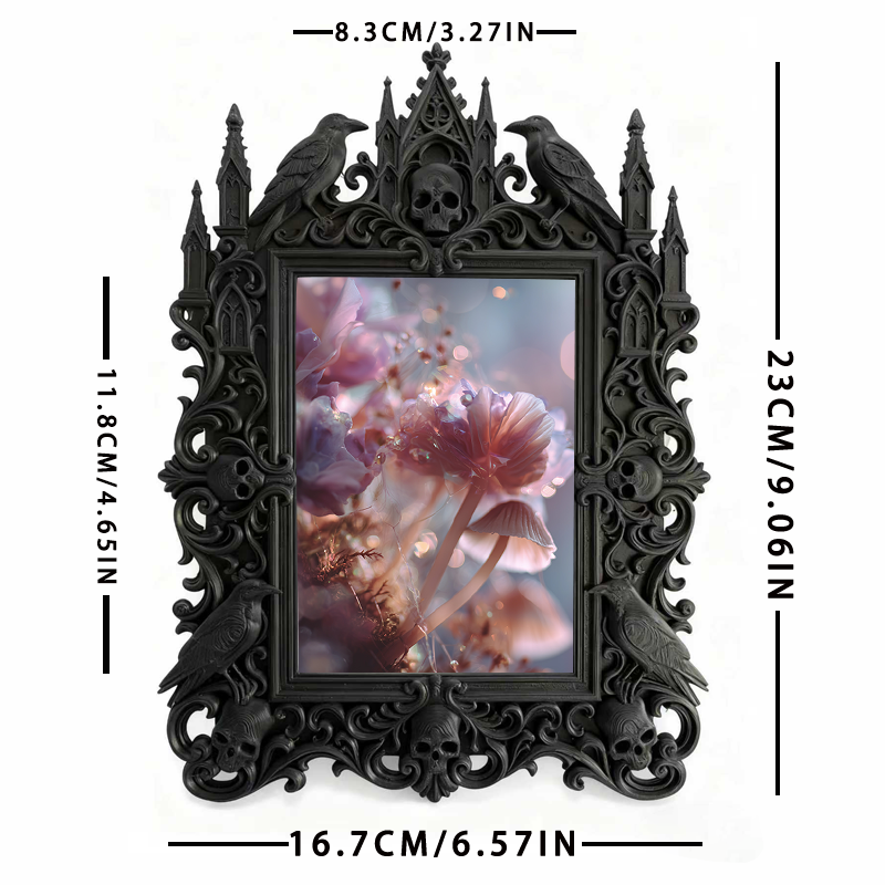 Top-rated Gothic Dark-style Photo Frame | Halloween Haunted Hayride Booth Decor, Photo Ornament, Dual-use Display, Waterproof Holiday Frame