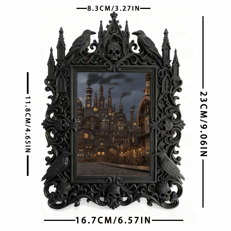Chic Gothic Dark-style Photo Frame | Gothic Themed Laundry Room Decor, Photo Ornament, Wall/Table Dual-use, Moisture-proof Waterproof Frame