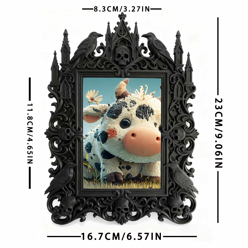 Exclusive Gothic Dark-style Photo Frame | Witchy Moon Phase Altar Decor, Photo Ornament, Wall-mountable & Tabletop, Celestial Waterproof Fra