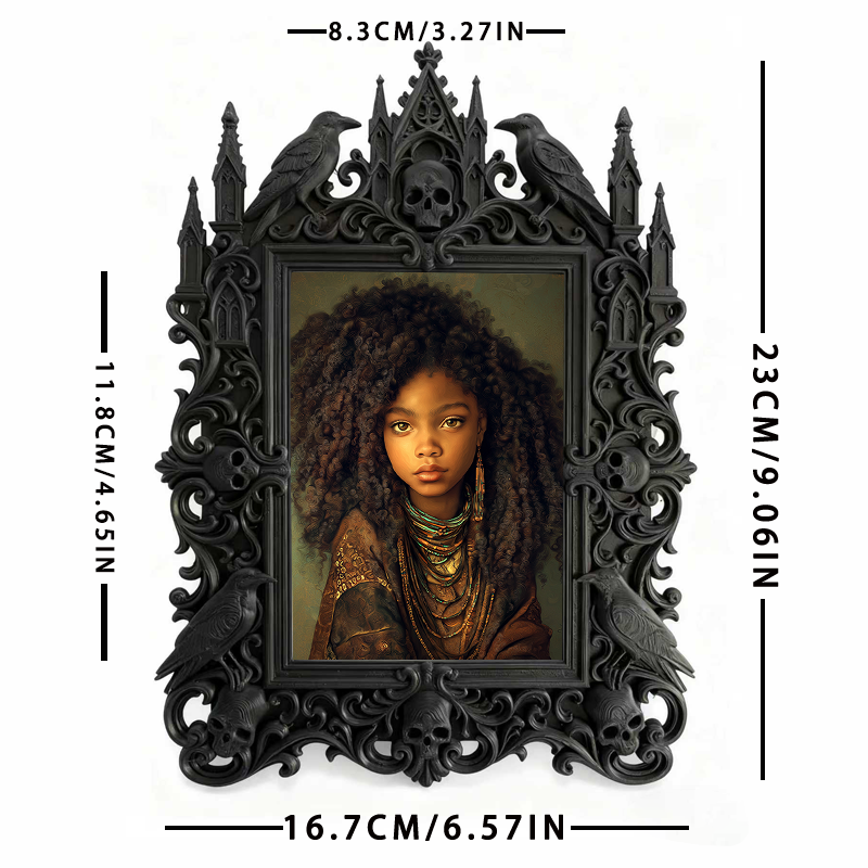 Stylish Gothic Dark-style Photo Frame | Haunted House Costume Storage Room Decor, Photo Ornament, Wall/Table Dual-use, Durable Frame