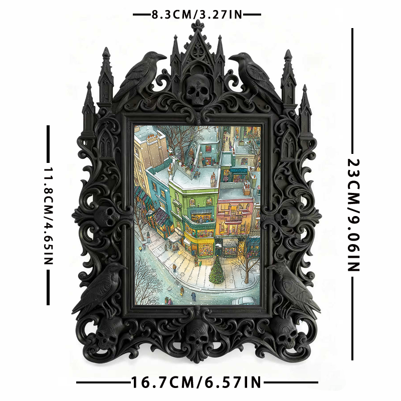 Distinctive Gothic Dark-style Photo Frame | Witchy Crystal Charging Nook Decor, Photo Ornament, Wall-mountable & Tabletop, Lightweight Frame