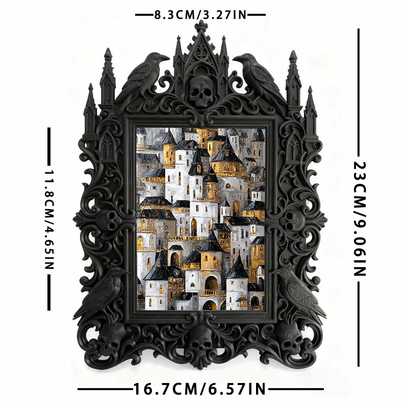 Distinctive Gothic Dark-style Photo Frame | Witchy Lunar Phase Art Shop Decor, Photo Ornament, Wall-mountable & Tabletop, Celestial Frame