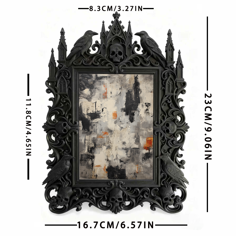 Collector’s Gothic Dark-style Photo Frame | Dark Fantasy Dice Collection Shop Decor, Photo Ornament, Wall-mountable & Tabletop, Collectible