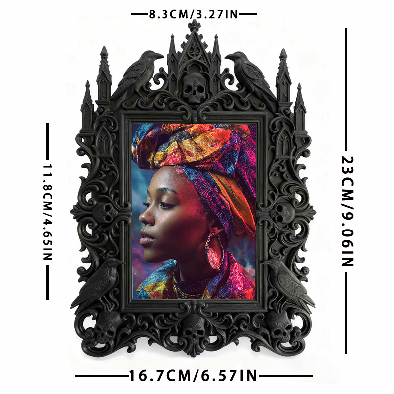 Artisanal Gothic Dark-style Photo Frame | Witchy Spell Candle Shop Decor, Photo Ornament, Dual-use Display, Sturdy Frame