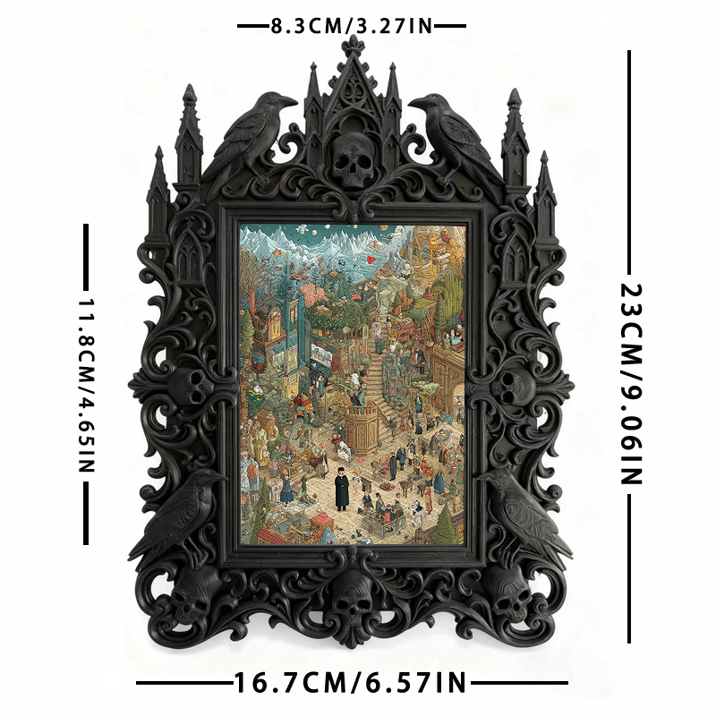 Sophisticated Gothic Dark-style Photo Frame | Paranormal Museum Gift Shop Decor, Photo Ornament, Wall-mountable & Tabletop, Elegant Frame
