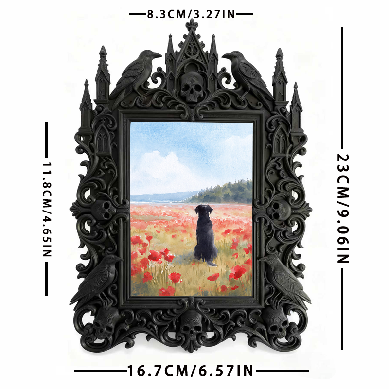 Stylish Gothic Dark-style Photo Frame | Dark Florist Shop Decor, Photo Ornament, Wall-mountable & Tabletop, Slim Frame