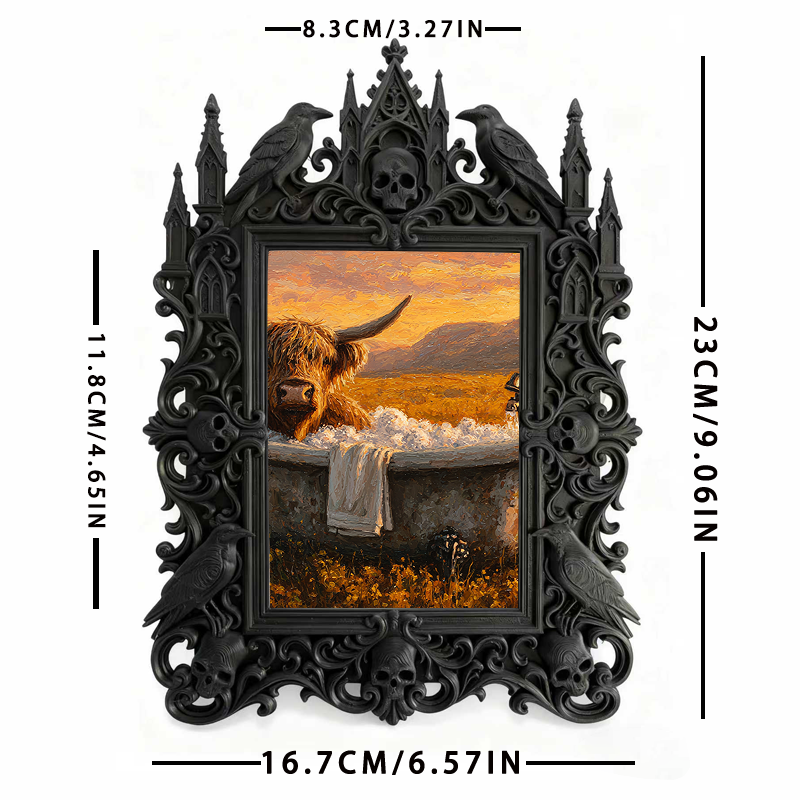 Fan-favorite Gothic Dark-style Photo Frame | Gothic Kids鈥?Witch Themed Birthday Decor, Photo Ornament, Wall-mountable & Tabletop, Lightweigh