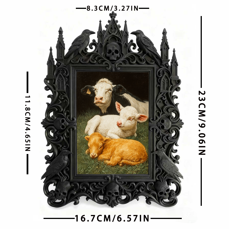 Crowd-pleasing Gothic Dark-style Photo Frame | Vampire-themed Karaoke Bar Decor, Photo Ornament, Dual-use Display, Retro Plastic Frame