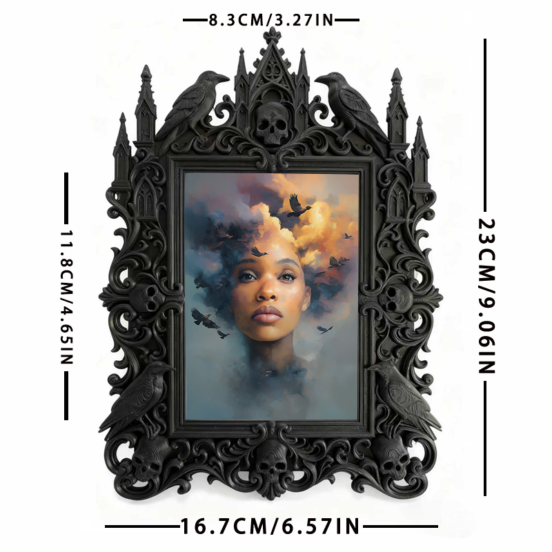 Customer-loved Gothic Dark-style Photo Frame | Horror Themed Board Game Night Decor, Photo Ornament, Wall-mountable & Tabletop, Lightweight