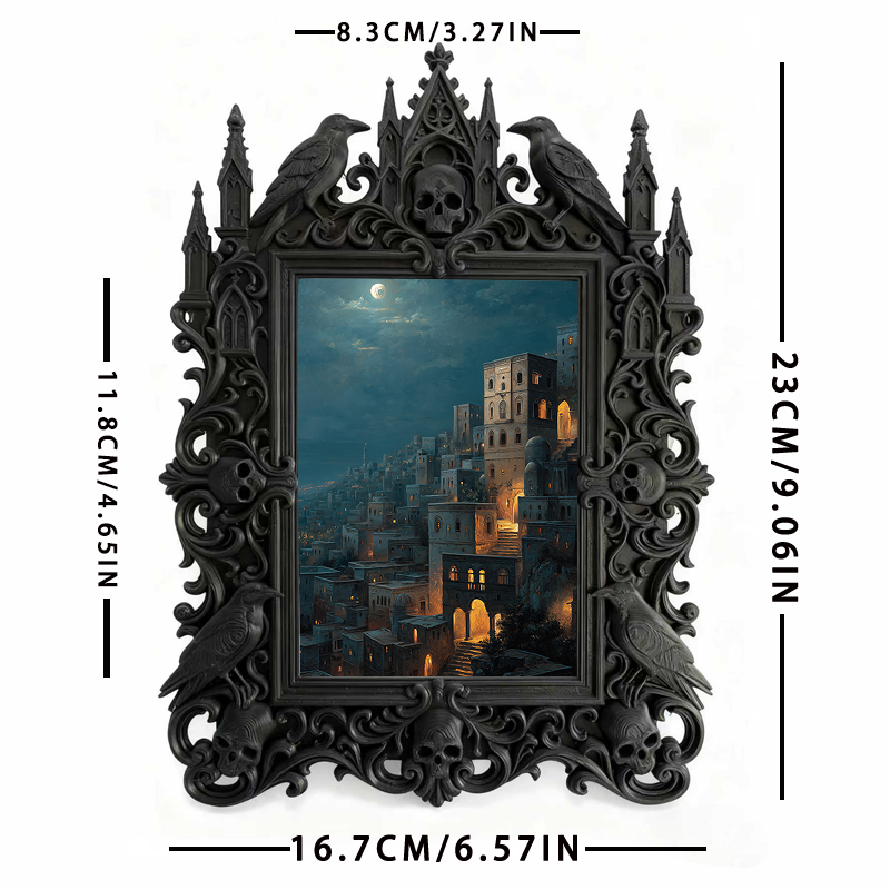 Highly-recommended Gothic Dark-style Photo Frame | Witchy Spell Jar Display Shop Decor, Photo Ornament, Wall-mountable & Tabletop, Scratch-r