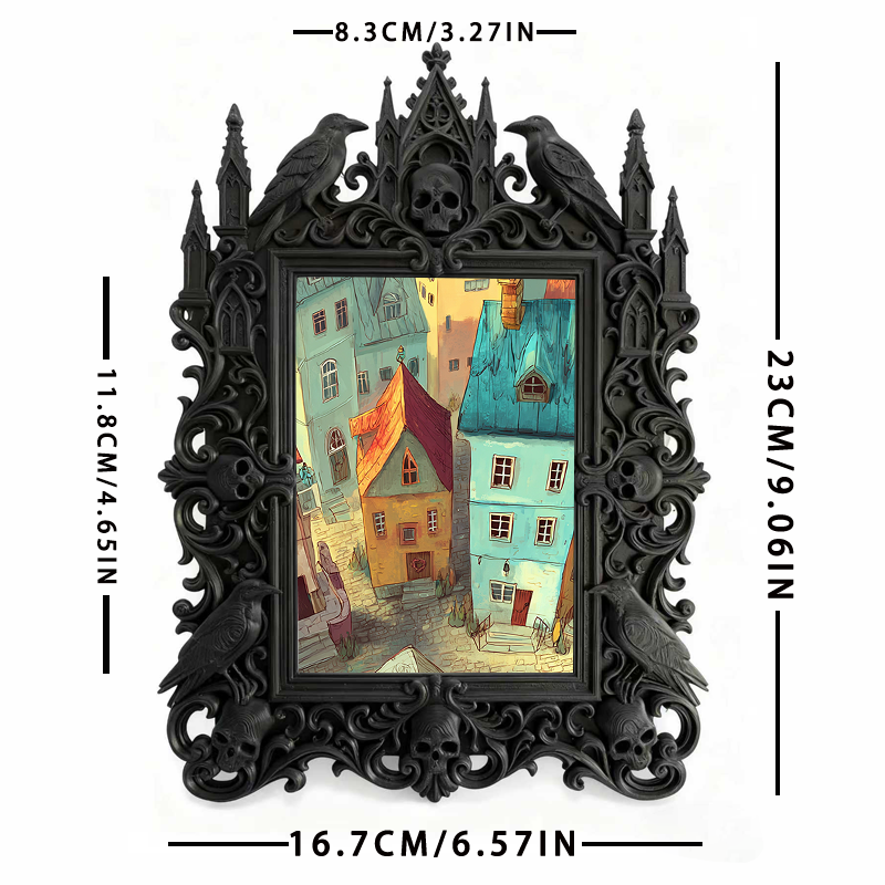 Buzzworthy Gothic Dark-style Photo Frame | Gothic Pet Memorial Wall Decor, Photo Ornament, Wall/Table Dual-use, Eco-friendly Frame