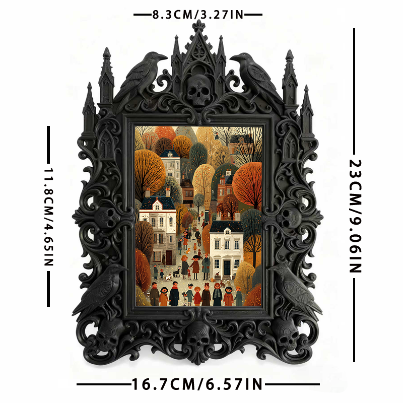 Rare-find Gothic Dark-style Photo Frame | Werewolf Themed Pub Wall Decor, Photo Ornament, Wall/Table Dual-use, Rustic Frame