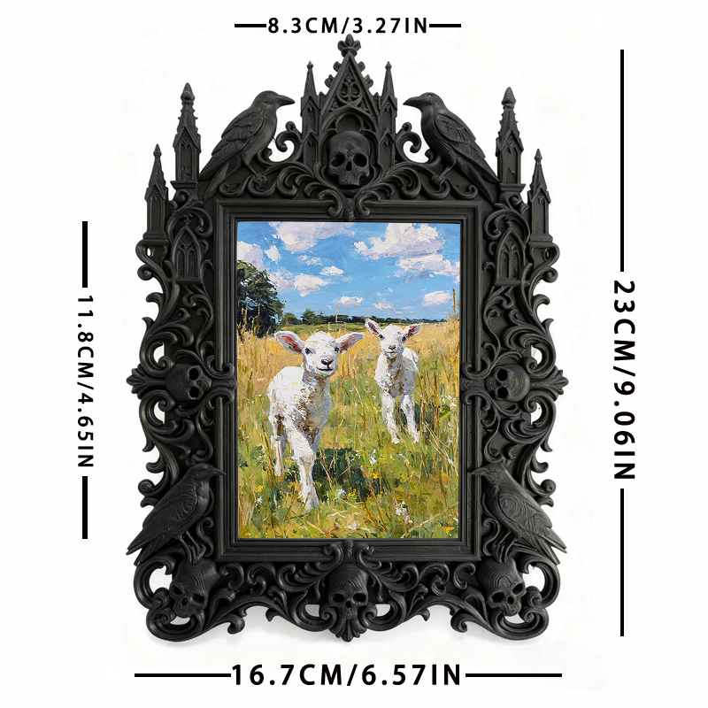 Blockbuster Gothic Dark-style Photo Frame | Gothic Rooftop Halloween Party Decor, Photo Ornament, Wall-mountable & Tabletop, Plastic Frame