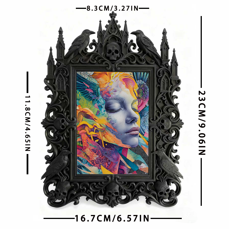 Trend-setting Gothic Dark-style Photo Frame | Dark Florist Shop Wall Decor, Photo Ornament, Wall-mountable & Tabletop, Slim Frame
