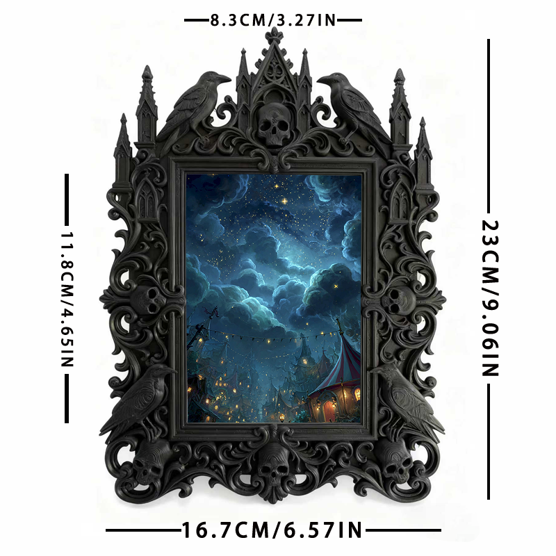 Trend-forward Gothic Dark-style Photo Frame | Vampire Themed Script Kill Room Prop, Photo Ornament, Wall-mountable & Tabletop, Lightweight F