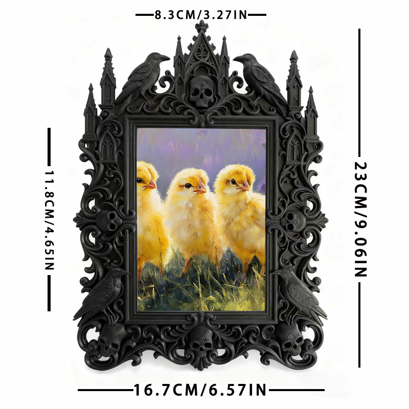 One-of-a-kind Gothic Dark-style Photo Frame | Witchy Herbal Sachet Shop Decor, Photo Ornament, Wall-mountable & Tabletop, Portable Frame