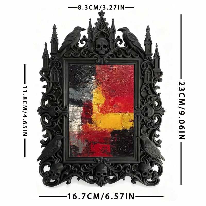 TikTok-trending Gothic Dark-style Photo Frame | Ghost-themed Tiny House Decor, Photo Ornament, Wall-mountable & Tabletop, Plastic Frame