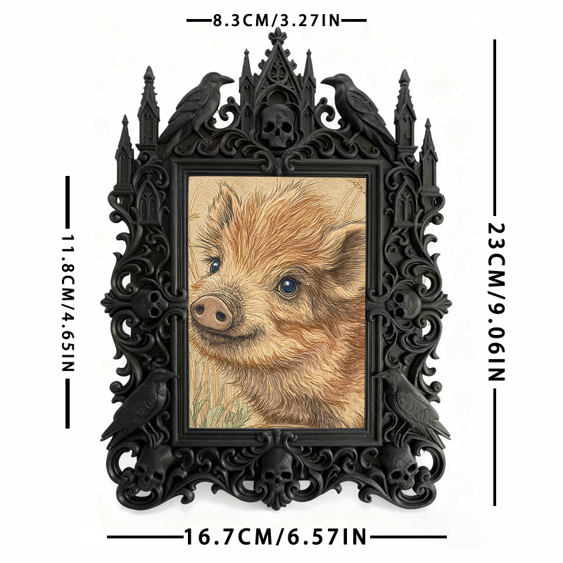 Refined-chic Gothic Dark-style Photo Frame | Paranormal Gift Shop Counter Decor, Photo Ornament, Wall-mountable & Tabletop, Elegant Frame