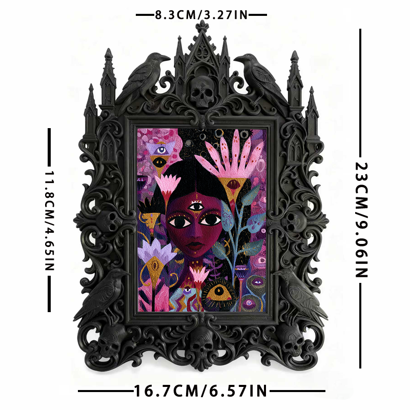 Insta-viral Gothic Dark-style Photo Frame | Vampire Themed Trivia Night Table Decor, Photo Ornament, Wall-mountable & Tabletop, Lightweight