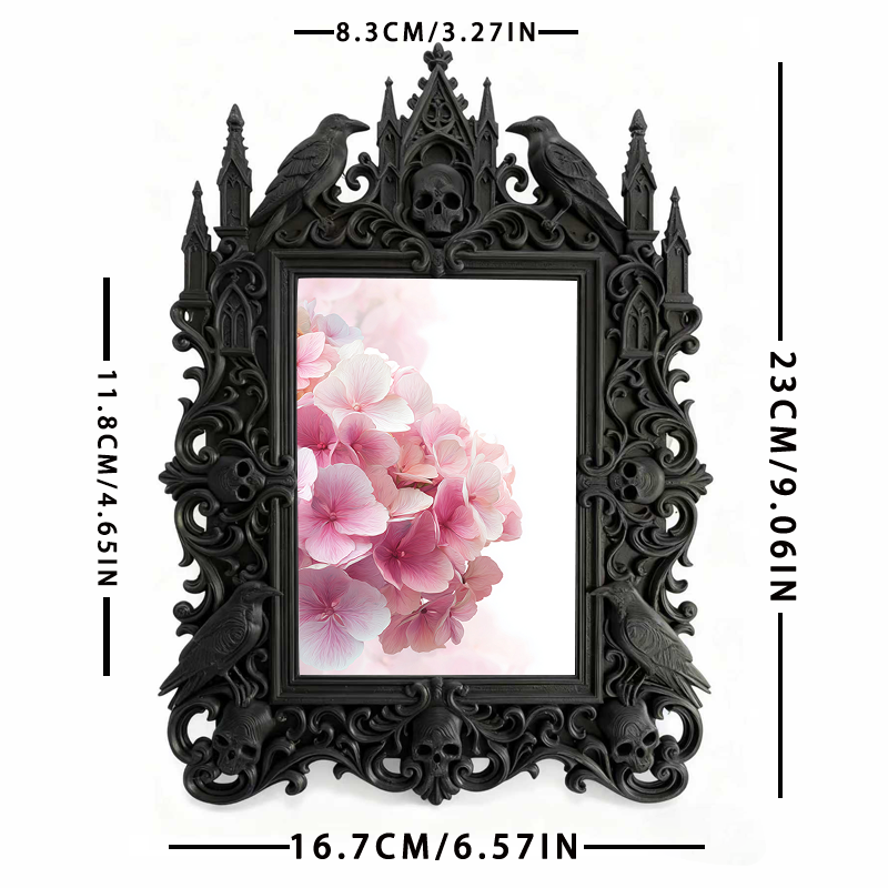Refined-dark-vibe Gothic Dark-style Photo Frame | Paranormal Gift Shop Shelf Decor, Photo Ornament, Wall-mountable & Tabletop, Elegant Frame