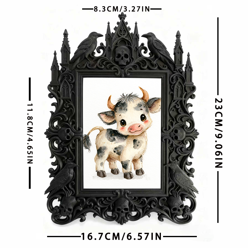 Trending-hot Gothic Dark-style Photo Frame | Gothic Halloween Garage Party Decor, Photo Ornament, Wall-mountable & Tabletop, Plastic Frame