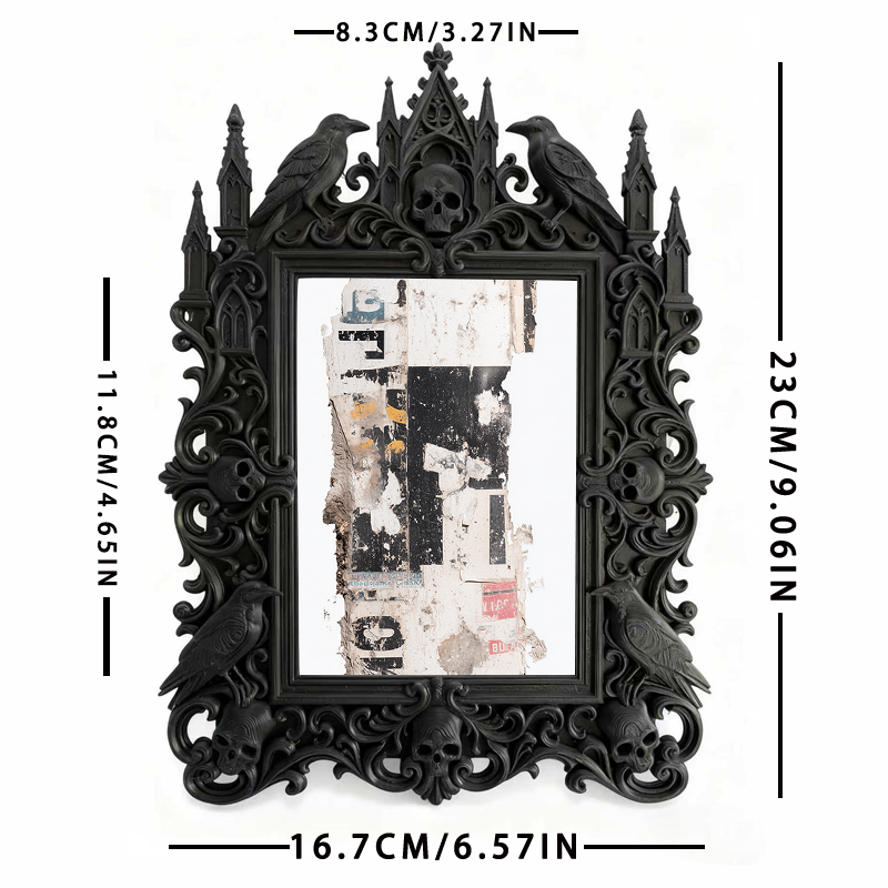 Trending-hot Gothic Dark-style Photo Frame | Gothic Halloween Garage Party Decor, Photo Ornament, Wall-mountable & Tabletop, Plastic Frame