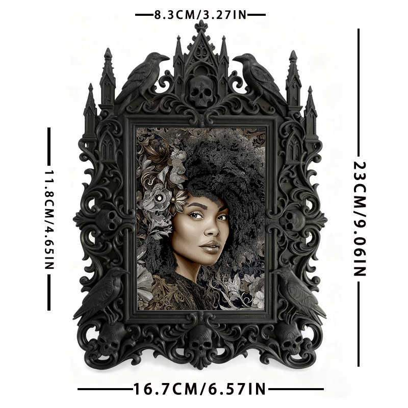 Classy-dark Gothic Dark-style Photo Frame | Dark Academia Book Restoration Shop Decor, Photo Ornament, Wall-mountable & Tabletop, Practical