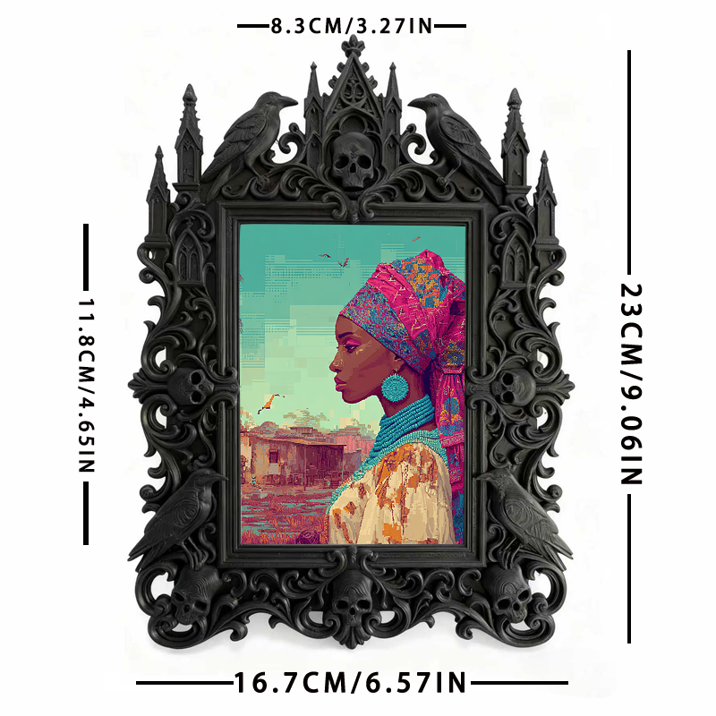 Unique-dark-design Gothic Dark-style Photo Frame | Witchy Herbal Tea Blend Shop Decor, Photo Ornament, Wall-mountable & Tabletop, Portable F