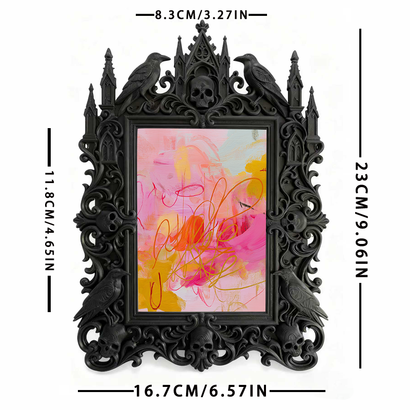 Sturdy-and-chic Gothic Dark-style Photo Frame | Gothic Halloween Trick-or-Treat Station Decor, Photo Ornament, Dual-use Display, Wear-resist