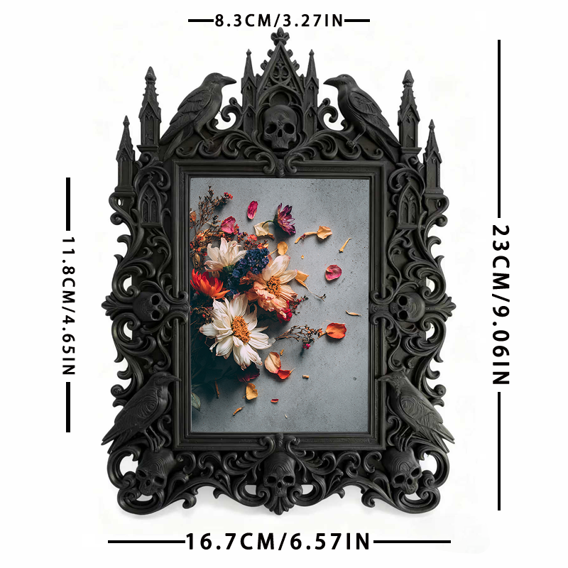 TikTok-famous Gothic Dark-style Photo Frame | Gothic Makeup Vanity Decor, Photo Ornament, Wall-mountable & Tabletop, High-gloss Frame