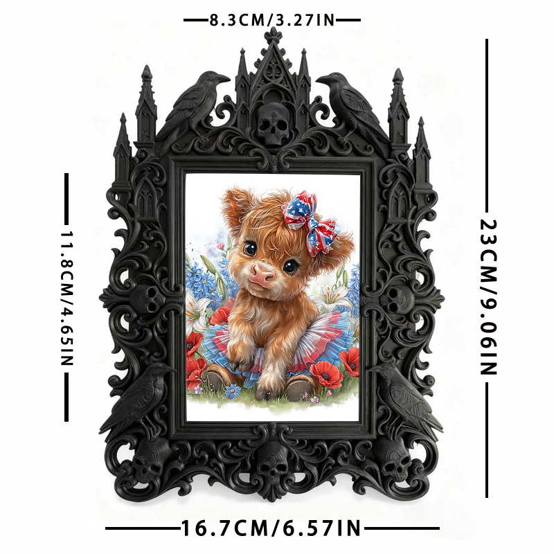 Cool-edgy Gothic Dark-style Photo Frame | Horror Video Game Concept Art Studio Decor, Photo Ornament, Dual-use Display, Minimalist Frame