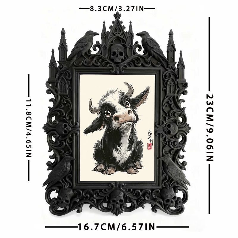 Refined-spooky Gothic Dark-style Photo Frame | Paranormal Museum Gift Shop Counter Decor, Photo Ornament, Wall-mountable & Tabletop, Elegant