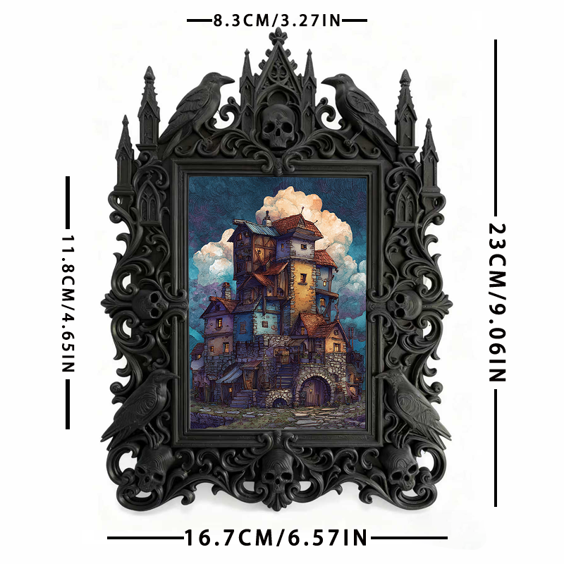 Insta-trending Gothic Dark-style Photo Frame | Dark Academia Scrapbook Studio Decor, Photo Ornament, Wall/Table Dual-use, Durable Frame