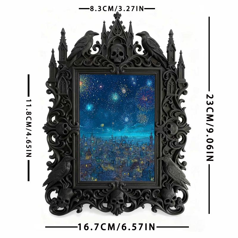 One-of-a-kind-design Gothic Dark-style Photo Frame | Witchy Herbal Wreath Making Workshop Decor, Photo Ornament, Wall-mountable & Tabletop,