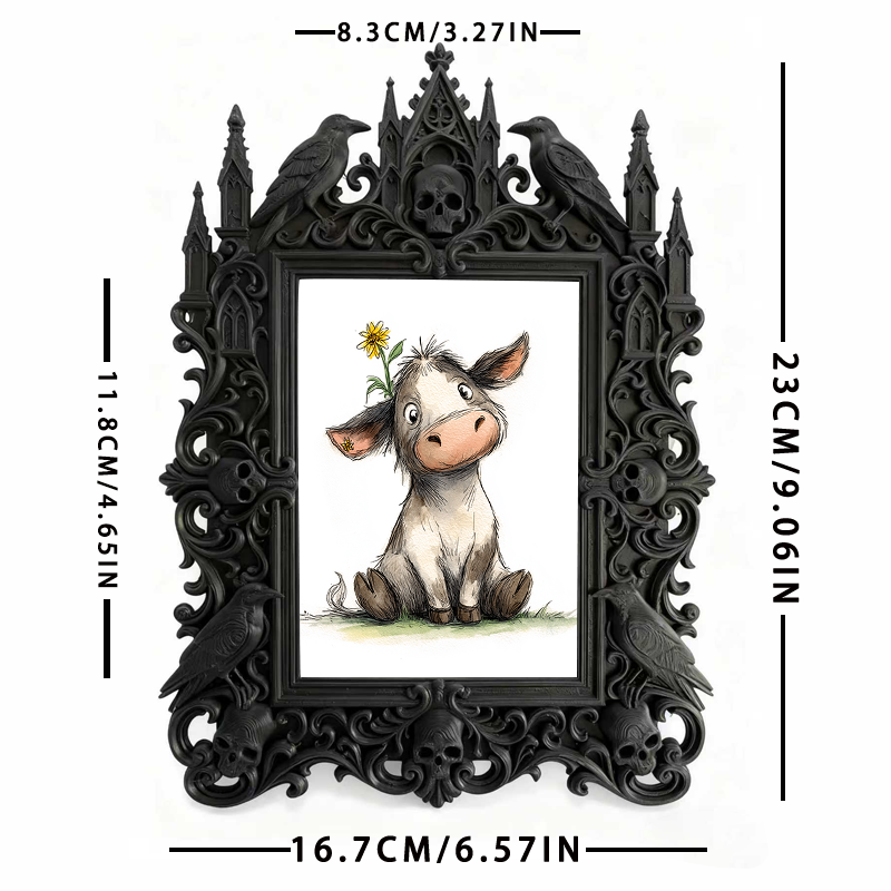 Cute-spooky Gothic Dark-style Photo Frame | Gothic Pet Halloween Pumpkin Costume Display Decor, Photo Ornament, Dual-use Display, Cute Frame