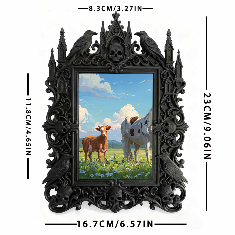 Shop-favorite Gothic Dark-style Photo Frame | Dark Poetry Reading Night Decor, Photo Ornament, Wall-mountable & Tabletop, Lightweight Frame